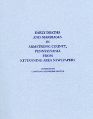 Early Deaths & Marriages in Armstrong County, PA